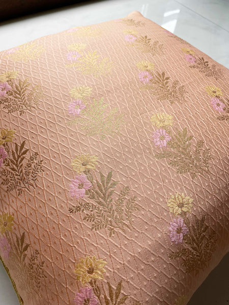 Peach Banarasi Cushion Cover