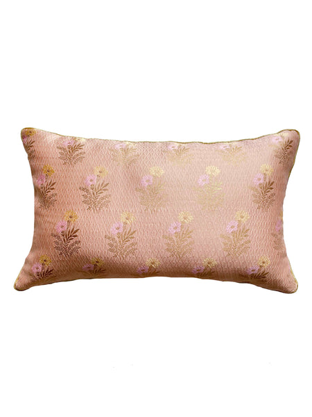 Peach Banarasi Cushion Cover