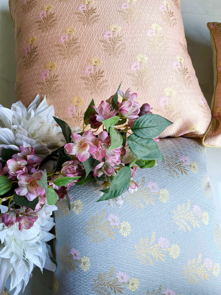 Peach Banarasi Cushion Cover
