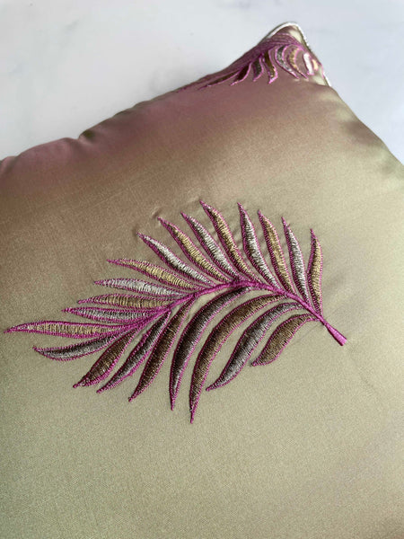Pistachio Green Leaf Cushion Cover