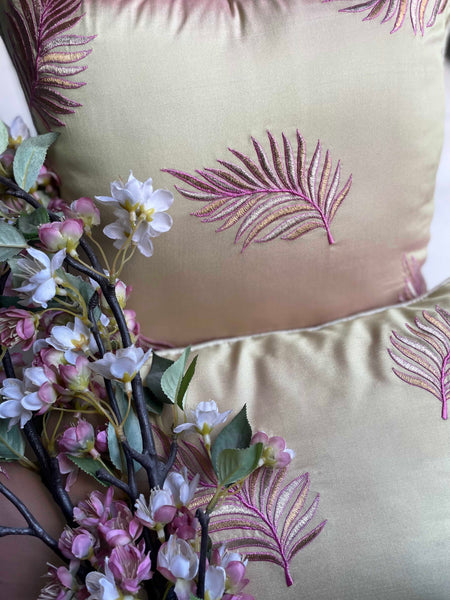 Pistachio Green Leaf Cushion Cover