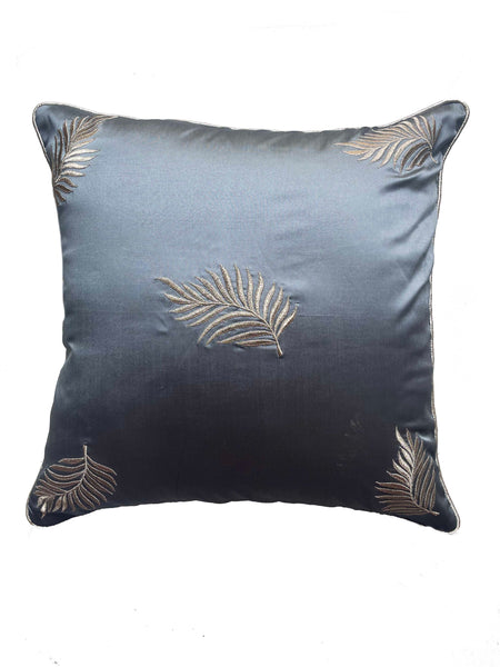 Dark Grey Leaf Cushion Cover