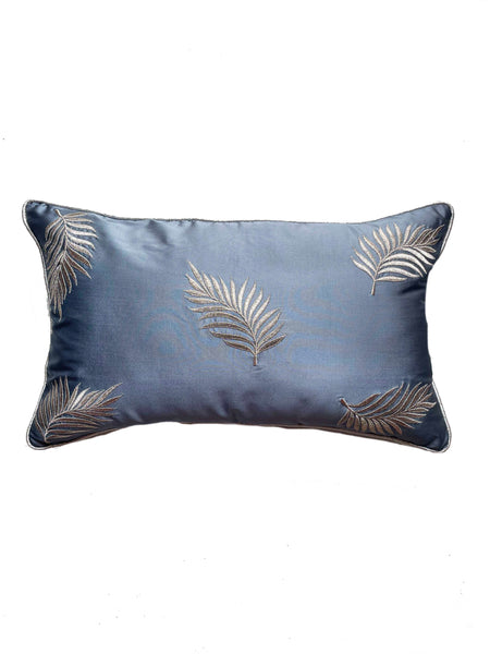 Dark Grey Leaf Cushion Cover