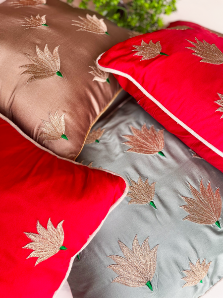 Aqua Blue Lotus Cushion Cover