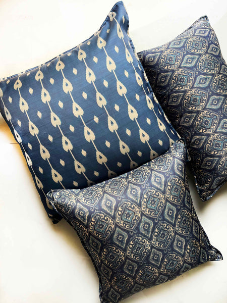 Blue Ikat Cushion Cover
