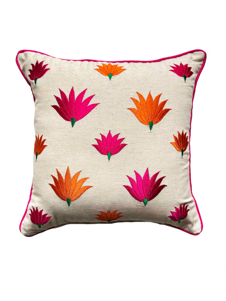 Cream Lotus Cushion Cover