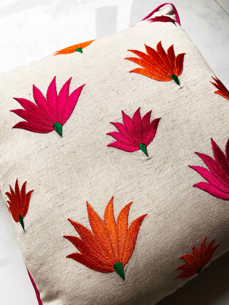 Cream Lotus Cushion Cover