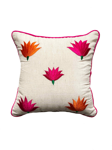 Cream Lotus Cushion Cover