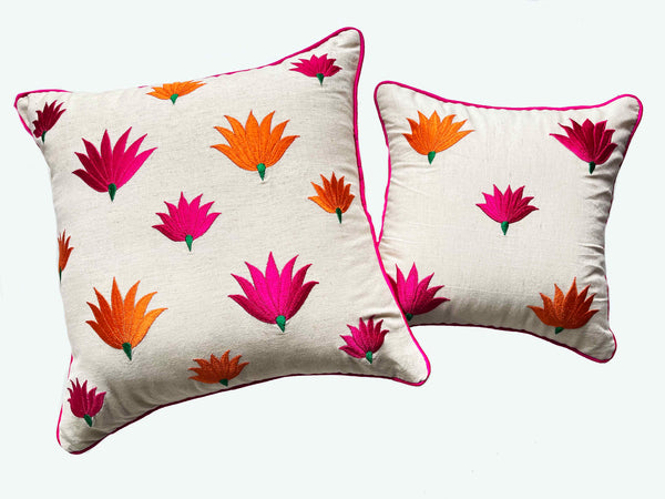Cream Lotus Cushion Cover