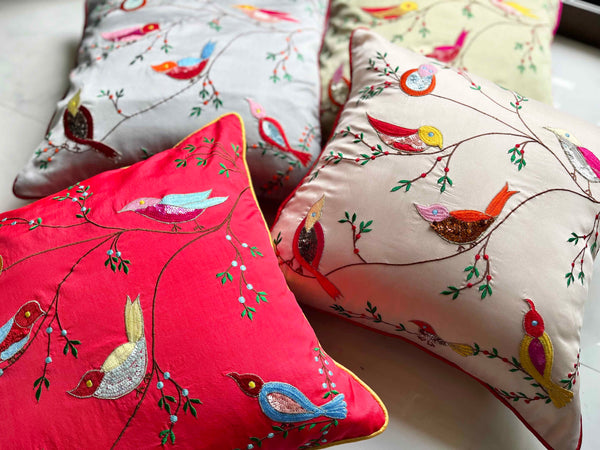 Red Bird Cushion Cover