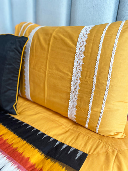 Yellow Ikat Cotton Bedcover