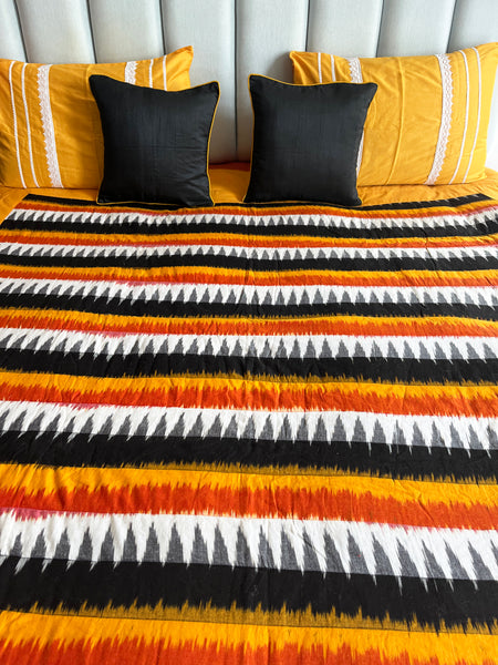 Yellow Ikat Cotton Bedcover