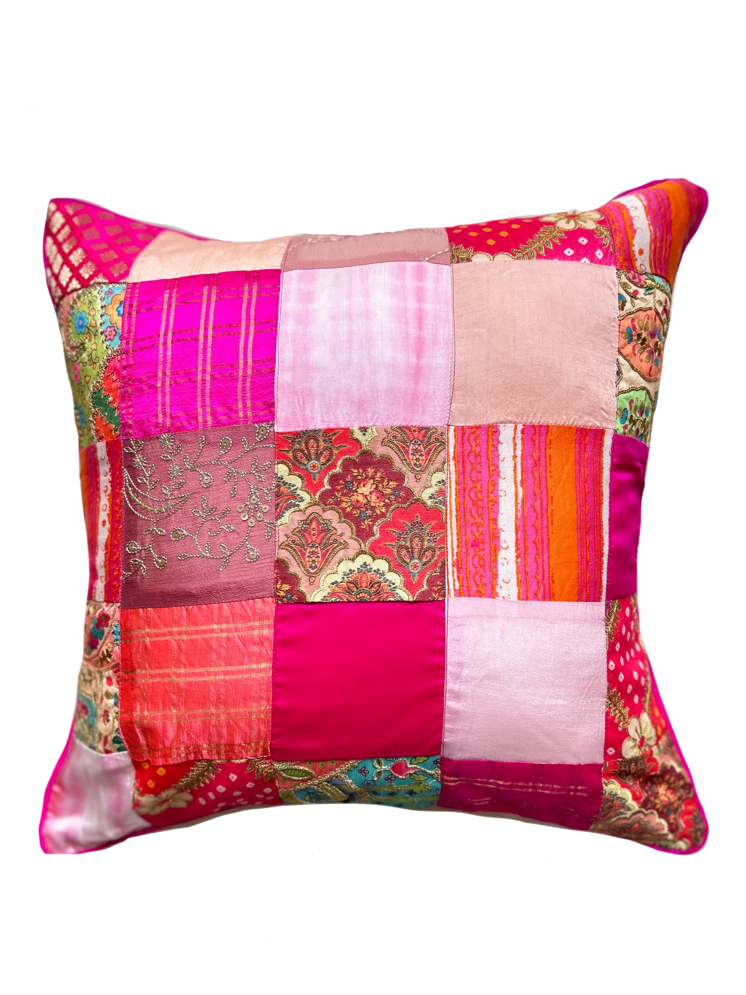 Magenta Patchwork Cushion Cover