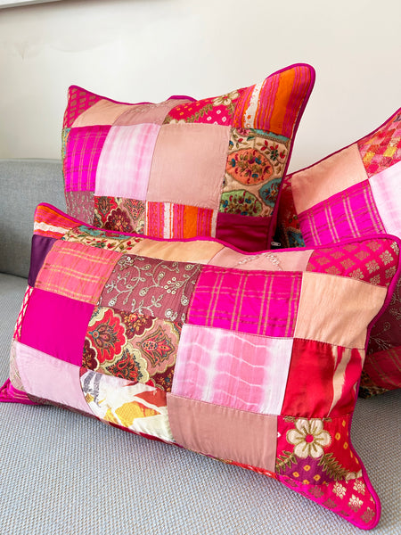 Magenta Patchwork Cushion Cover