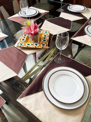 Hexagon Beige and Brown Table Mats