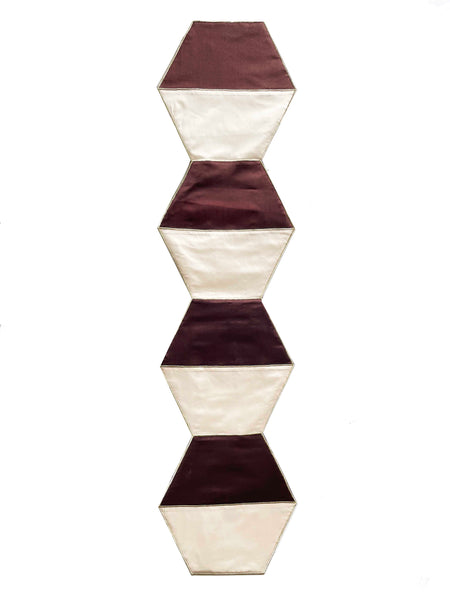 Hexagon Beige and Brown Table Runner