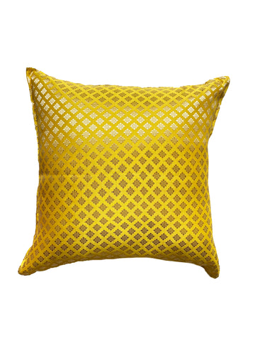 Yellow Brocade Cushion Cover