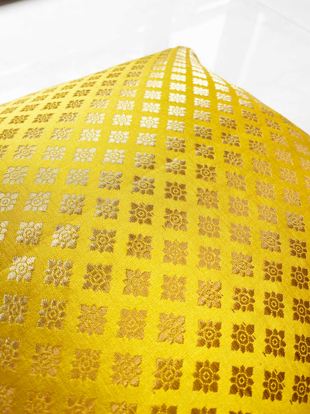 Yellow Brocade Cushion Cover