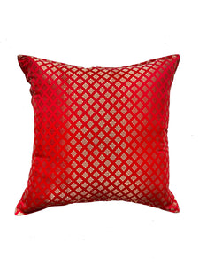 Red Brocade Cushion Cover