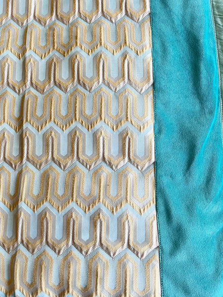 Aqua Blue Velvet Quilted Bedcover