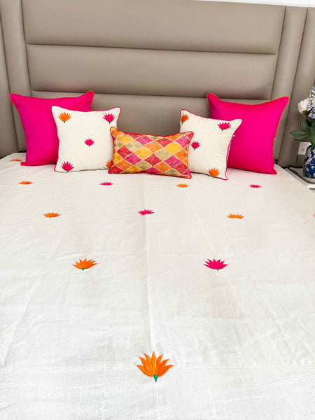 Lotus Cotton Linen Bedcover