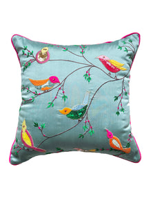 Aqua Blue Bird Cushion Cover