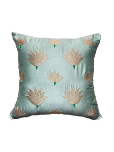 Aqua Blue Lotus Cushion Cover