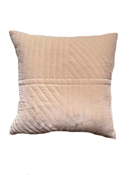 Beige Velvet Quilted Cushion Cover