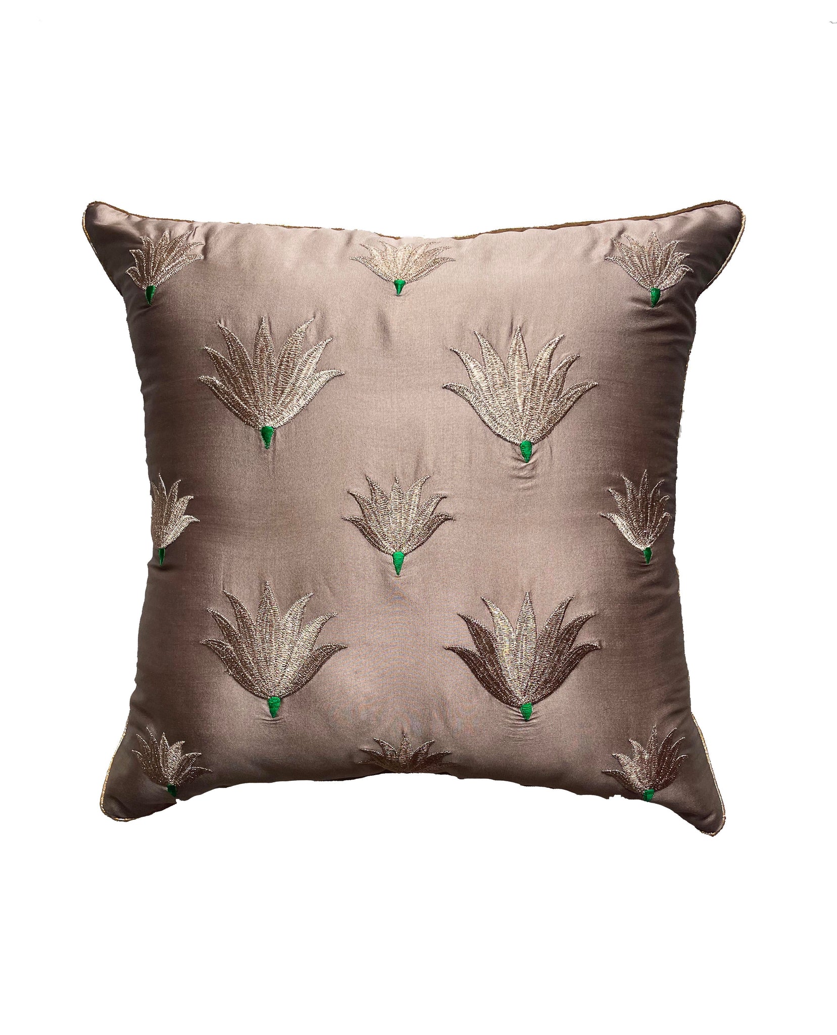 Beige Lotus Cushion Cover