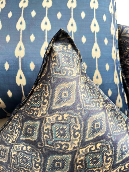 Blue Ikat Cushion Cover