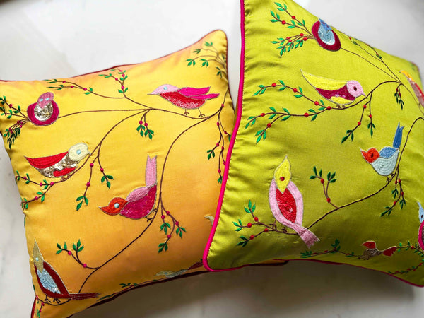 Parrot Green Bird Cushion Cover
