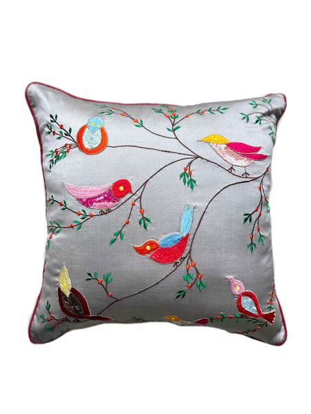 Grey Bird Cushion Cover