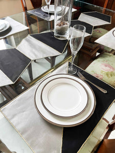 Hexagon Grey and Black Table Mats