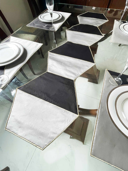 Hexagon Black and Grey Table Runner