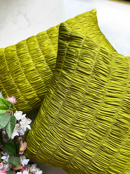 Lime Green Ruffle Cushion Cover