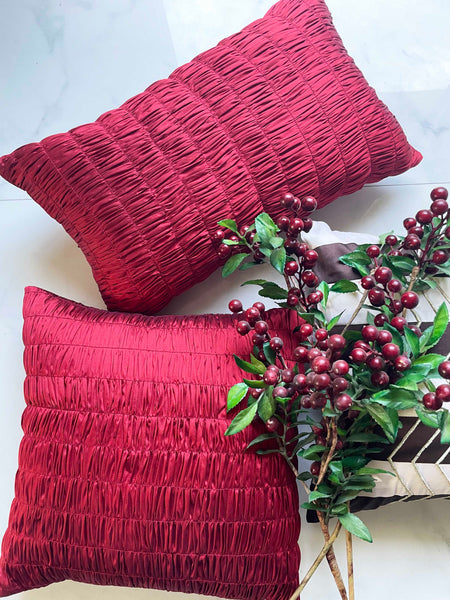 Maroon Ruffle Cushion Cover