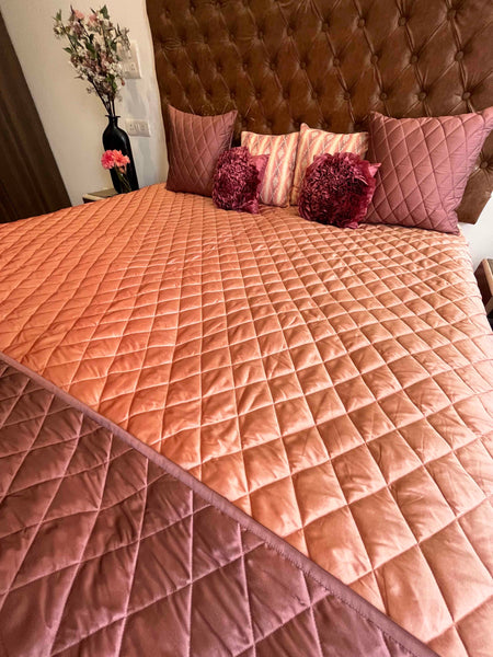 Mauve + Coral Quilted Bedcover