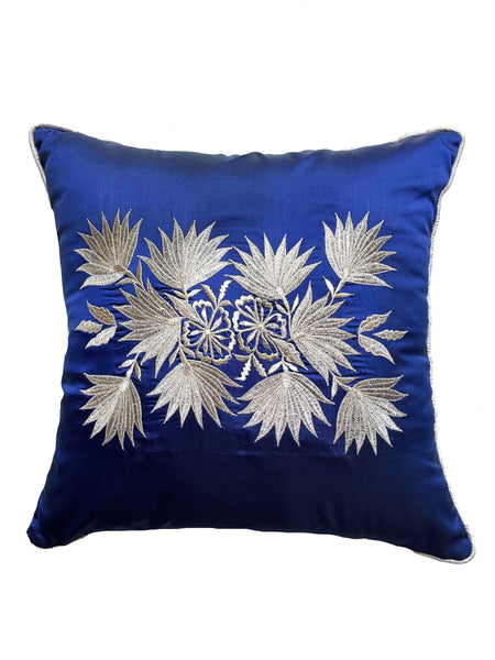 Navy Blue Floral Bunch Cushion Cover