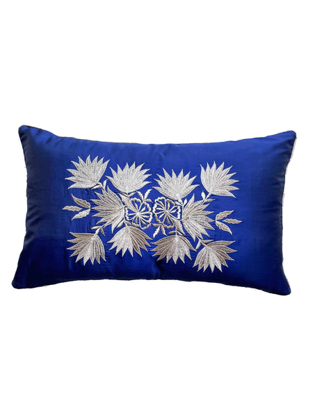 Navy Blue Floral Bunch Cushion Cover