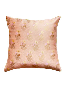 Peach Banarasi Cushion Cover