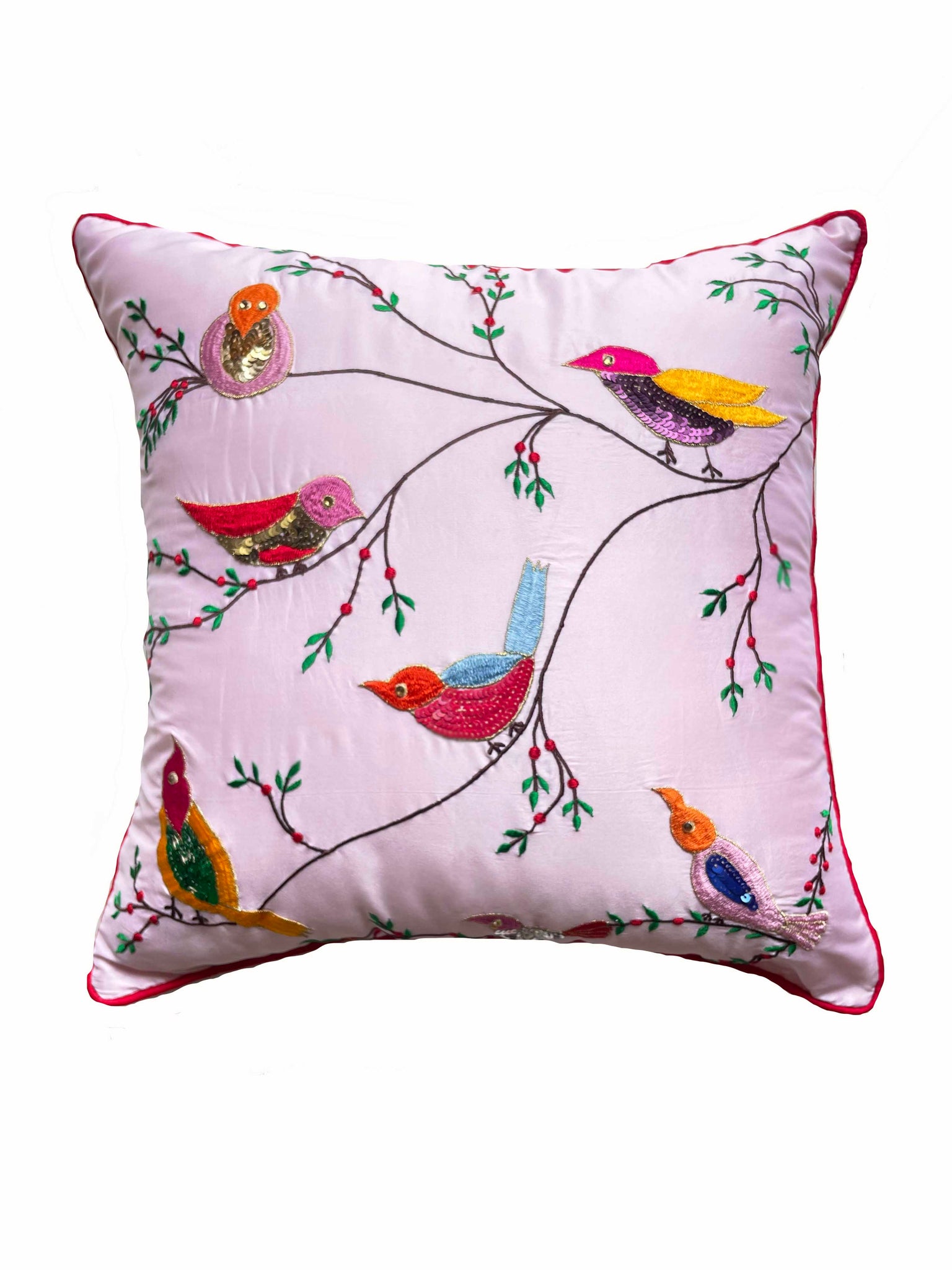 Pink Bird Cushion Cover