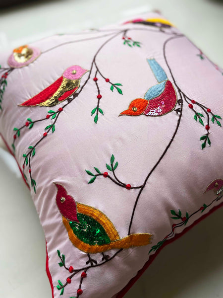 Pink Bird Cushion Cover