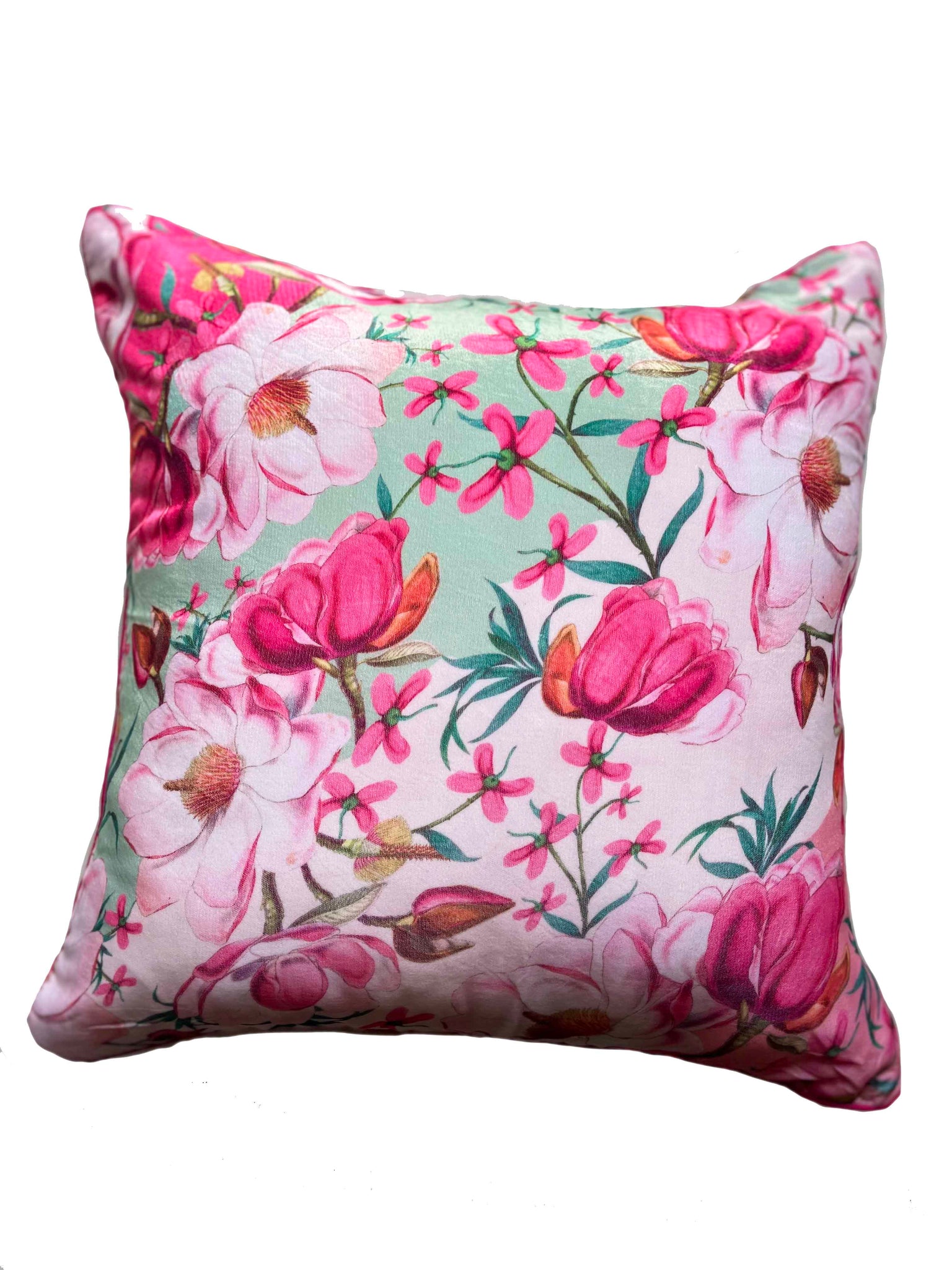 Pink Printed Velvet Cushion Cover