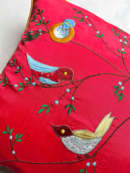 Red Bird Cushion Cover
